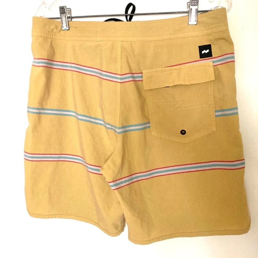Banks Mens mustard yellow striped swimsuit size 31